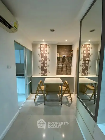 Chic dining nook with modern decor and ambient lighting