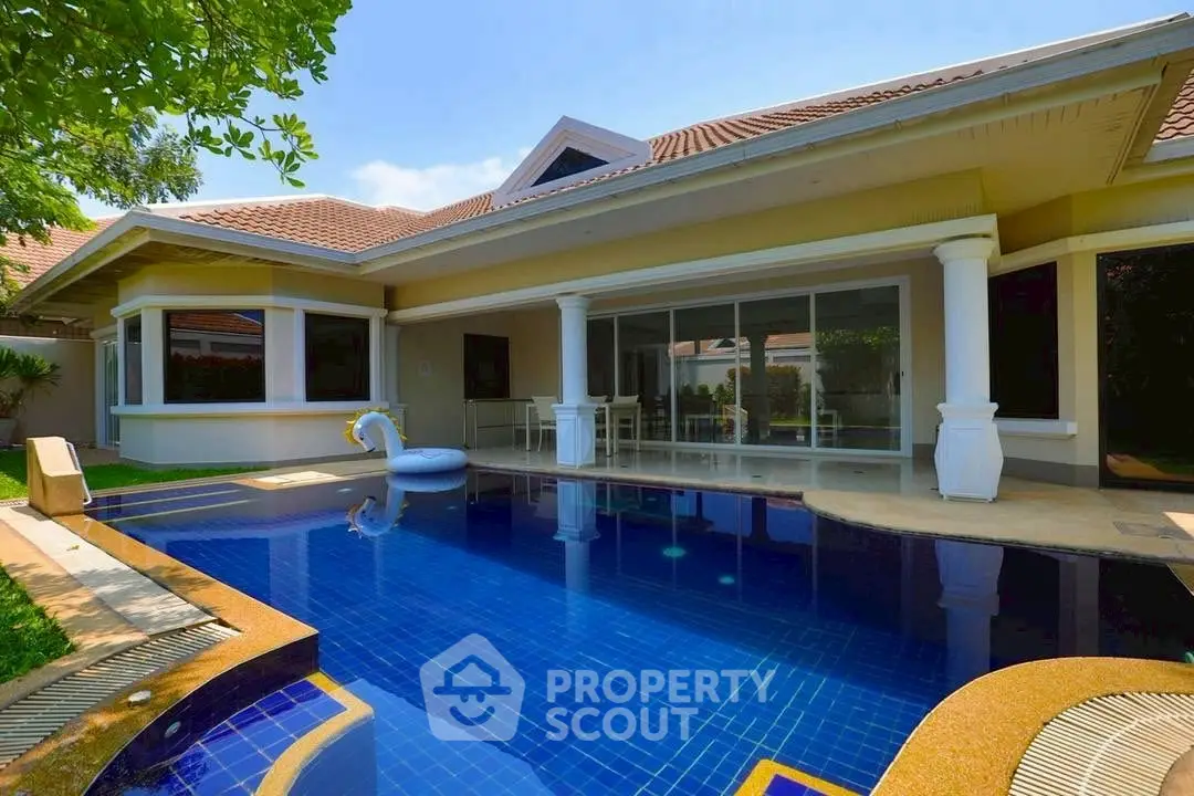 Luxurious villa with private pool and elegant architecture, perfect for relaxation and entertainment.