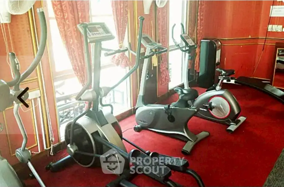 Luxurious home gym with modern exercise equipment and elegant decor