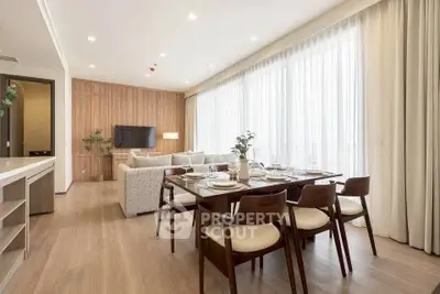 Spacious modern living room with dining area and elegant decor