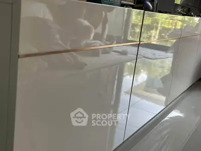 Sleek modern kitchen cabinets with glossy finish reflecting natural light.