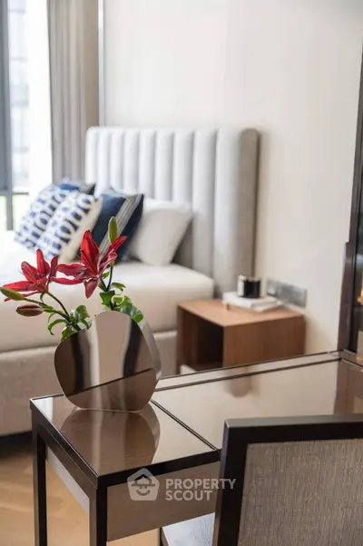 Elegant bedroom with modern decor and stylish furniture