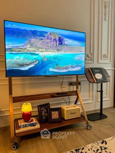Stylish living room with modern TV stand and elegant decor