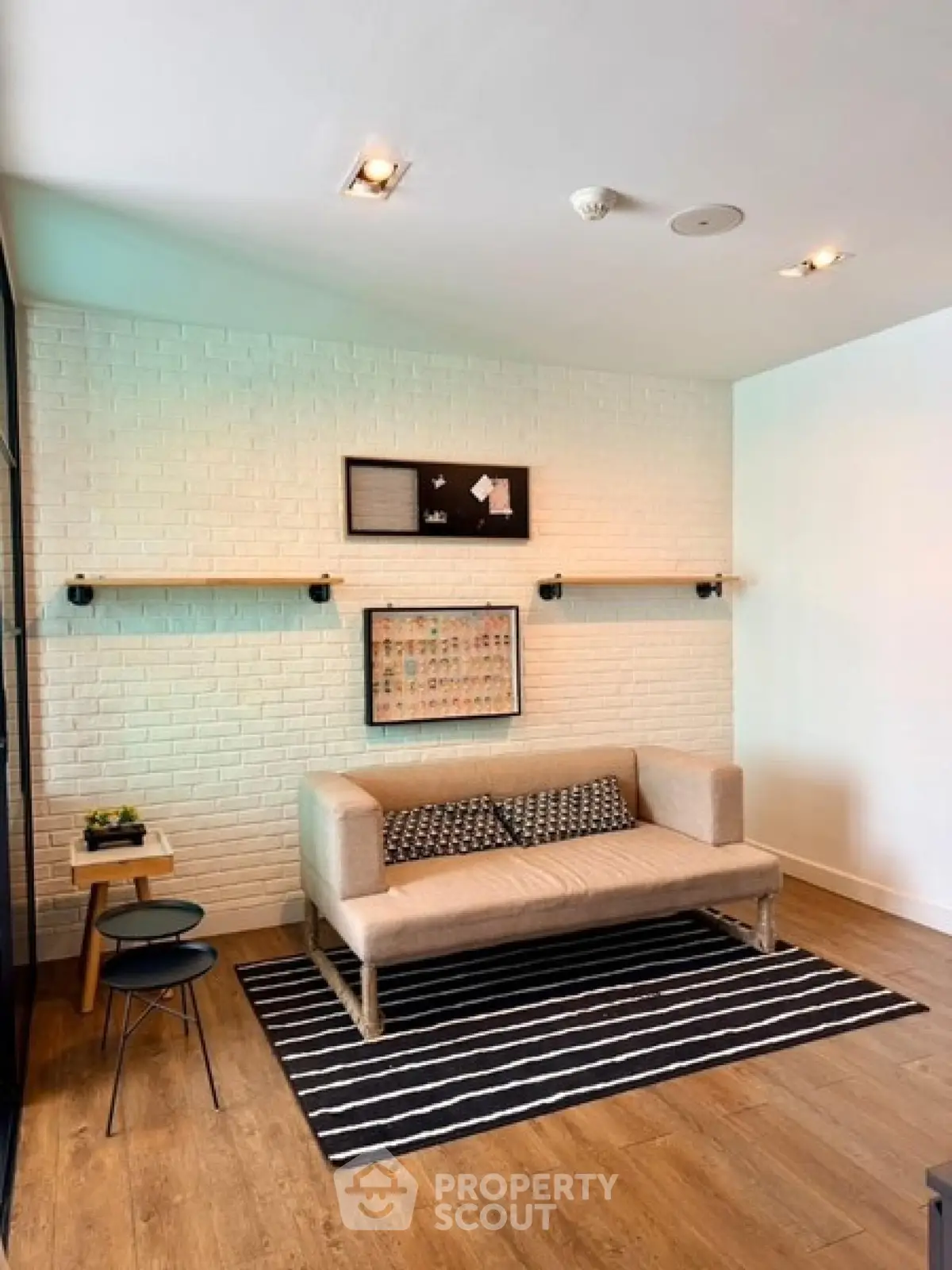 Stylish modern living room with cozy sofa and chic decor