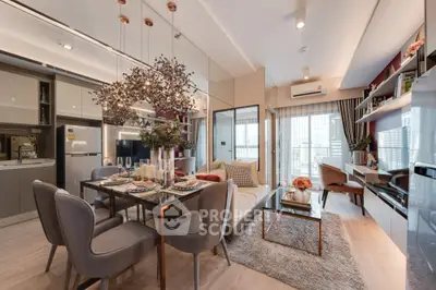 Luxurious modern living room with elegant dining area and stylish decor
