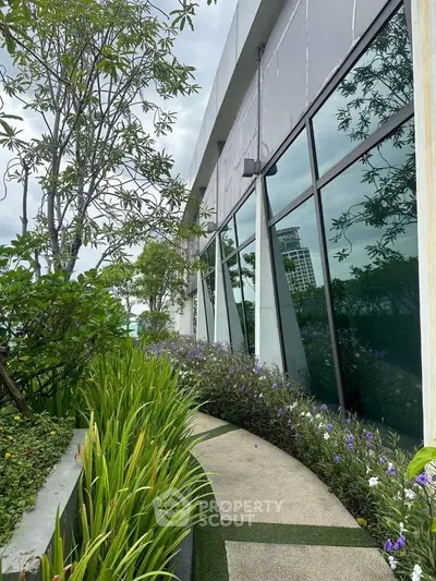 Stunning rooftop garden with lush greenery and city views