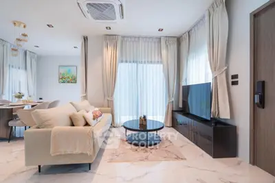 Luxurious modern living room with elegant decor and natural light