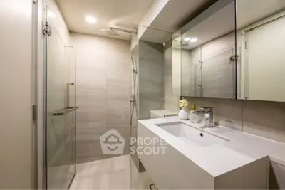 Modern bathroom with sleek design and glass shower enclosure