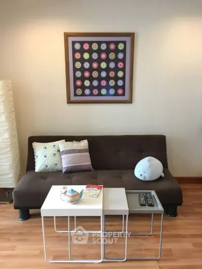 Cozy living room with modern sofa and stylish decor