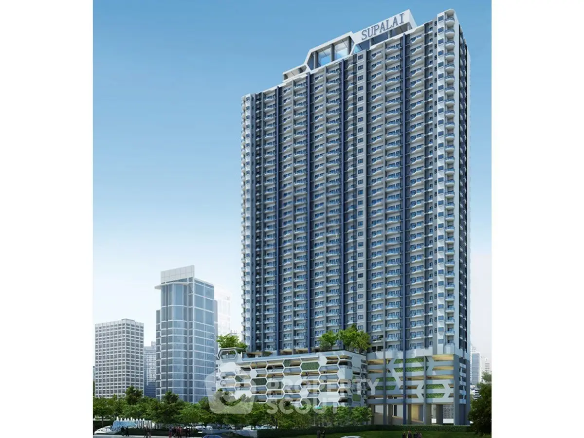 Stunning high-rise building with modern architecture and lush greenery, perfect for urban living.