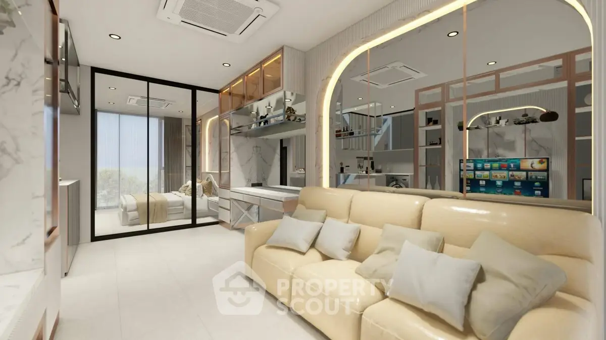 Luxurious modern living room with elegant decor and spacious design