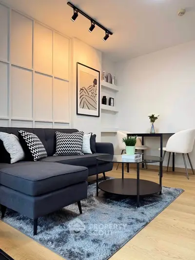 Stylish modern living room with chic decor and cozy seating area