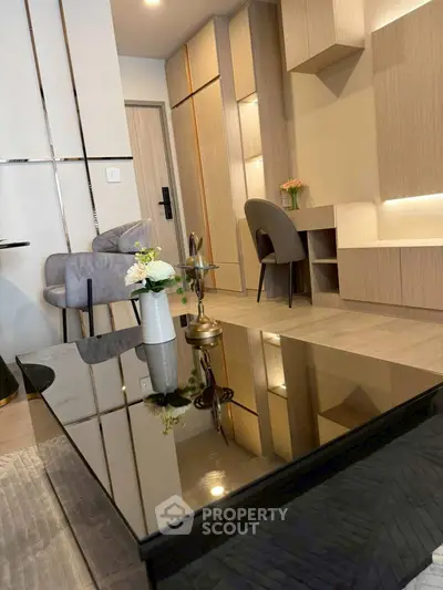 Modern living room with sleek furniture and stylish decor