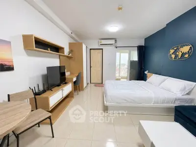 Modern studio apartment with stylish decor and natural light