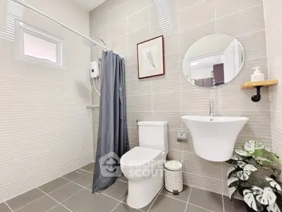 Modern bathroom with sleek fixtures and stylish decor