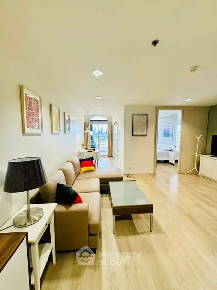 Spacious modern living room with cozy seating and stylish decor