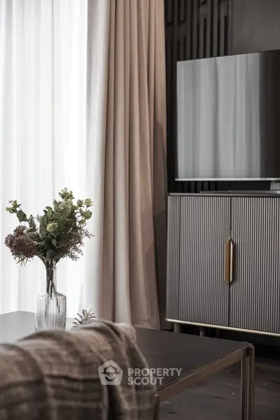 Stylish modern living room with elegant decor and sleek furniture