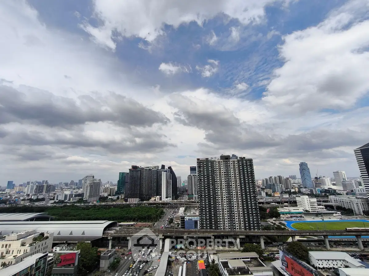 Stunning cityscape view with modern high-rise buildings and vibrant skyline.