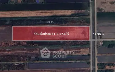 Prime land plot for sale with dimensions 300m x 57.5m, ideal for development.