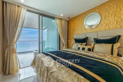 Luxurious bedroom with ocean view and elegant decor