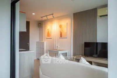 Modern living room with stylish decor and cozy ambiance