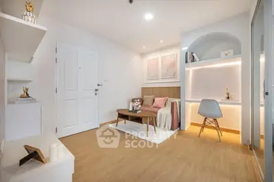 Modern living room with cozy seating and stylish decor