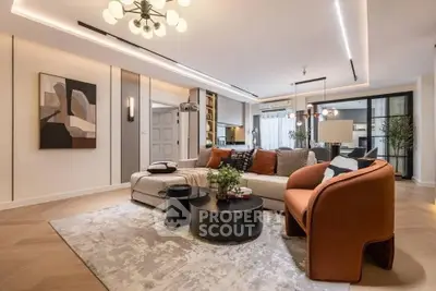 Luxurious modern living room with stylish decor and open layout, perfect for entertaining.