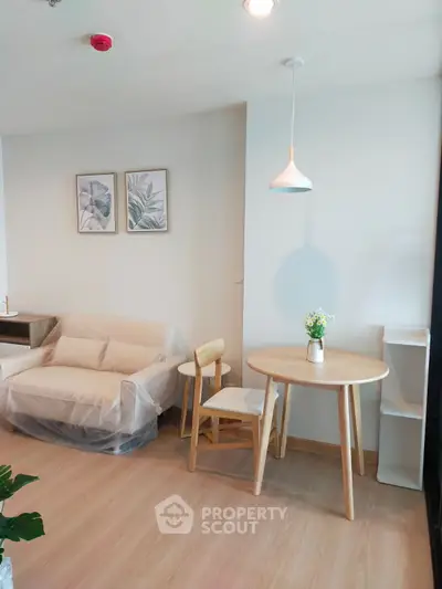 Modern living room with cozy seating and stylish decor