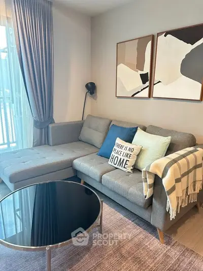 Modern living room with stylish decor and cozy sectional sofa