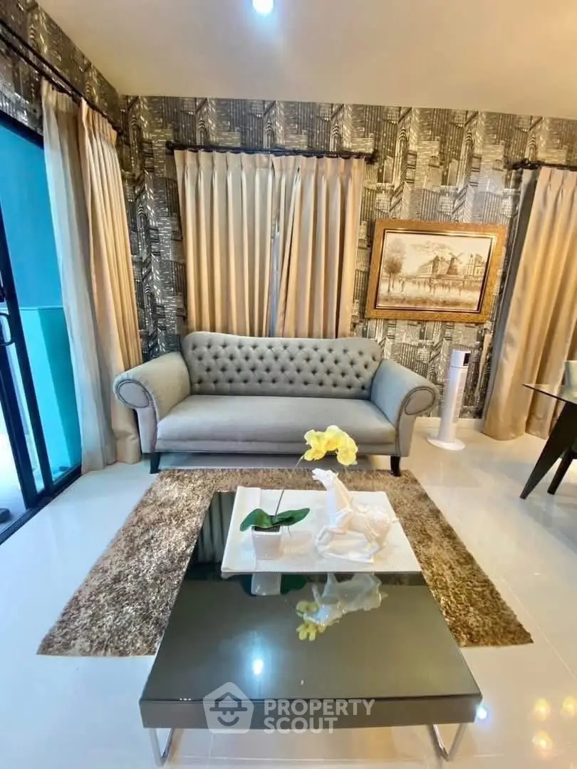 Elegant living room with stylish sofa and modern decor