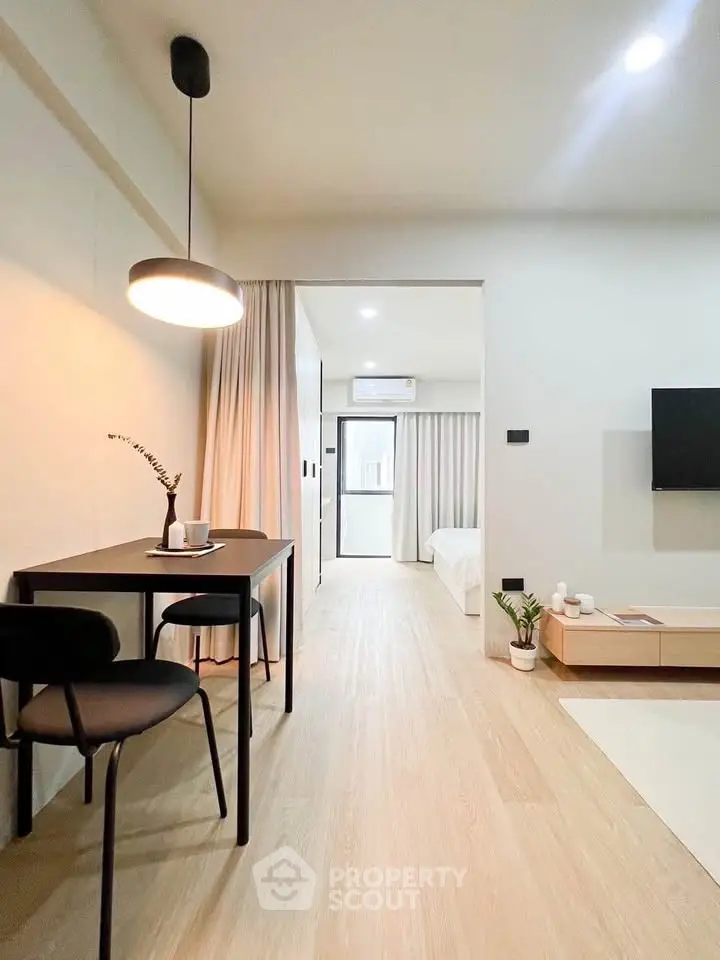 Modern studio apartment with open layout and stylish decor