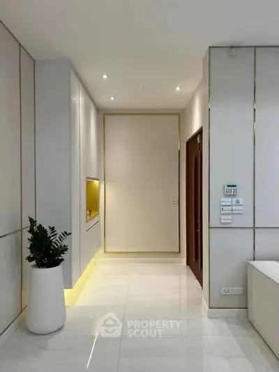 Modern hallway with sleek design and elegant lighting