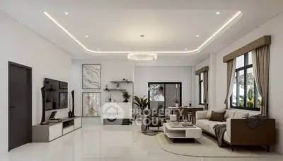 Luxurious modern living room with elegant decor and spacious layout