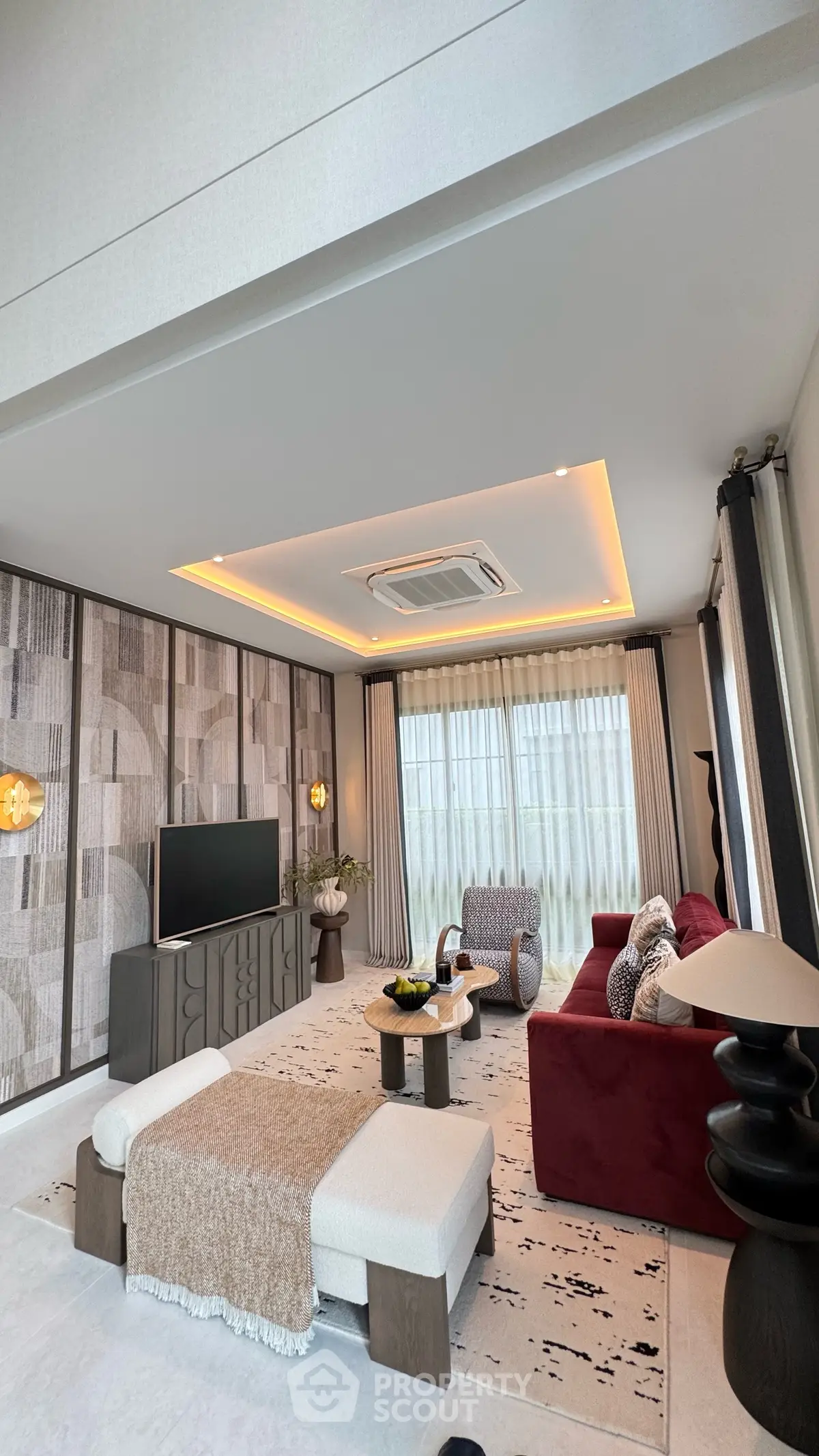 Luxurious modern living room with stylish decor and elegant furniture