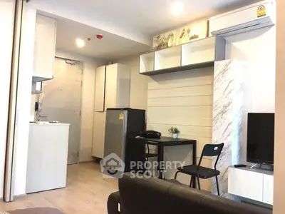 Modern compact living room with stylish decor and efficient use of space