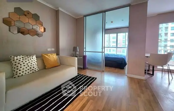 Modern apartment with stylish living room and bedroom separation