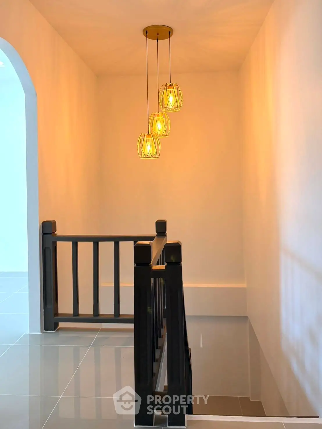 Elegant staircase with modern lighting in a stylish home interior