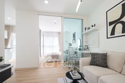 Modern open-plan living room with stylish decor and natural light