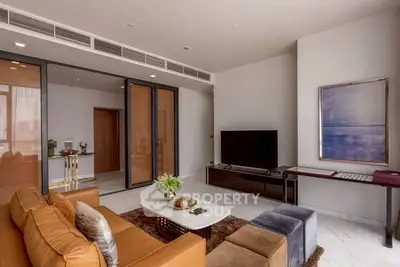 Luxurious modern living room with elegant decor and spacious layout