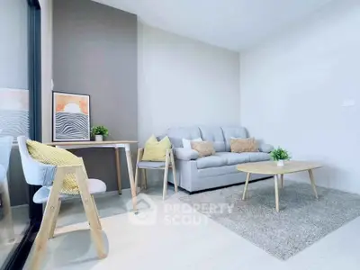 Modern living room with stylish furniture and cozy decor