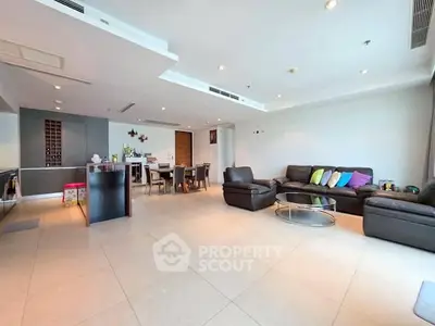 Spacious modern living room with open layout and stylish furniture