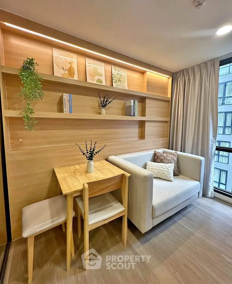 Cozy living room with modern decor and natural light