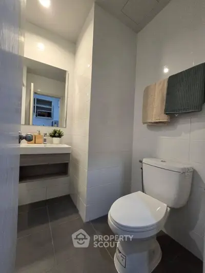 Modern bathroom with sleek design and contemporary fixtures