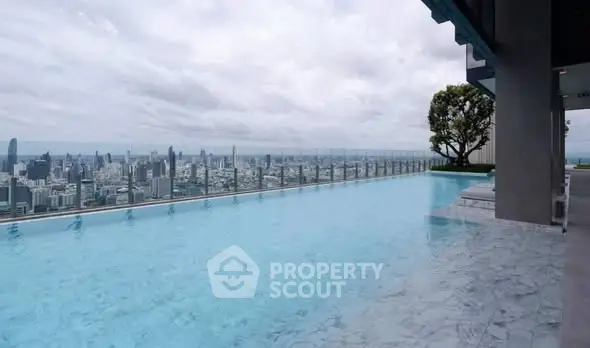 Luxurious rooftop infinity pool with stunning city skyline view