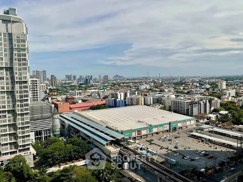 Stunning cityscape view from high-rise building showcasing urban skyline and bustling city life.