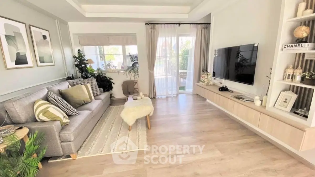 Stylish modern living room with cozy decor and natural light