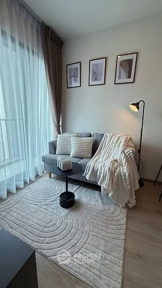 Cozy living room with modern decor and natural light