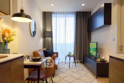 Modern living room with stylish decor and natural light