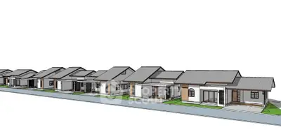 Modern residential development with multiple single-story houses in a row.