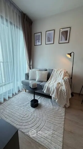 Cozy living room with modern decor and natural light